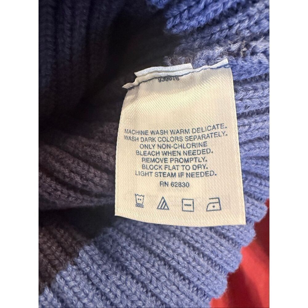 Lands End Quarter Zip Color Block Stripe Sweater Mock Neck Sz. XL Preppy - Picture 11 of 12